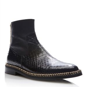 New $1600 Lanvin Shiny Python Chain Boots 36.5